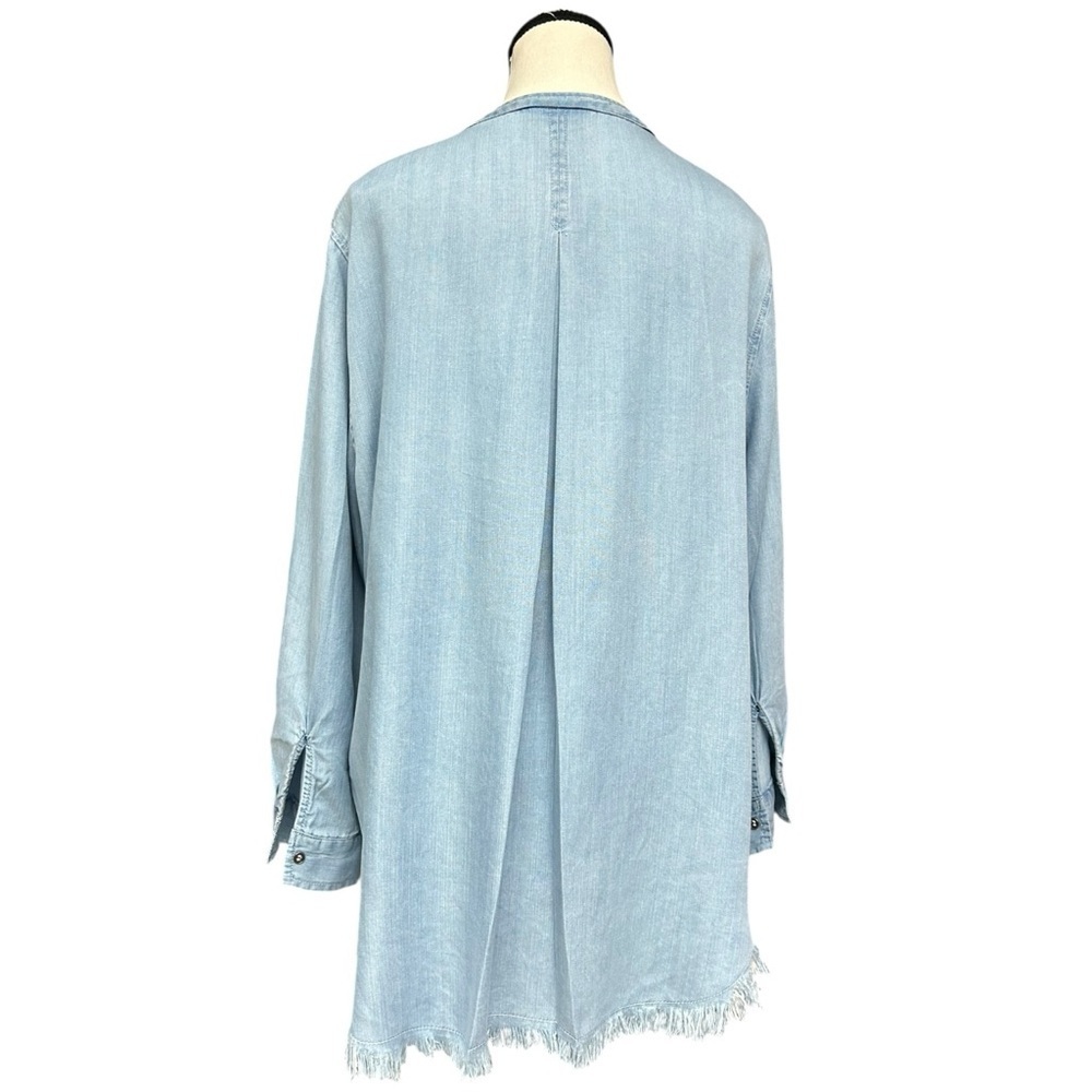 Hester & Orchard Light Wash Chambray Tunic Dress Frayed Hem Size L - Picture 5 of 12
